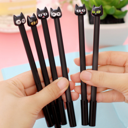 Creative Cat Expression Gel Pen - Black Cat Design