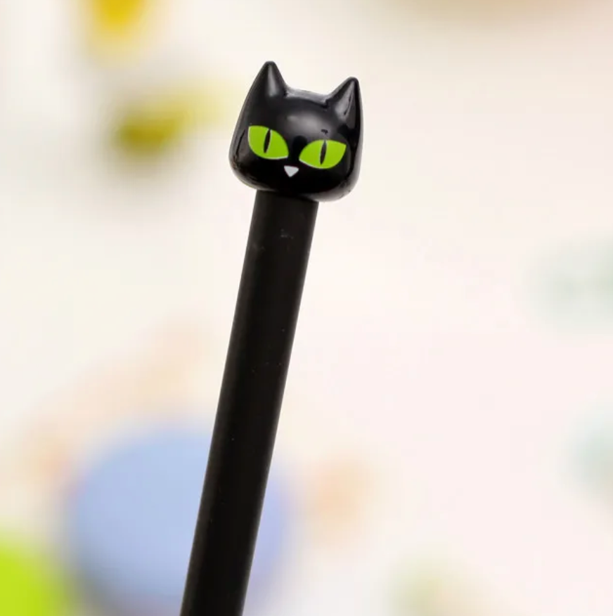 Creative Cat Expression Gel Pen - Black Cat Design