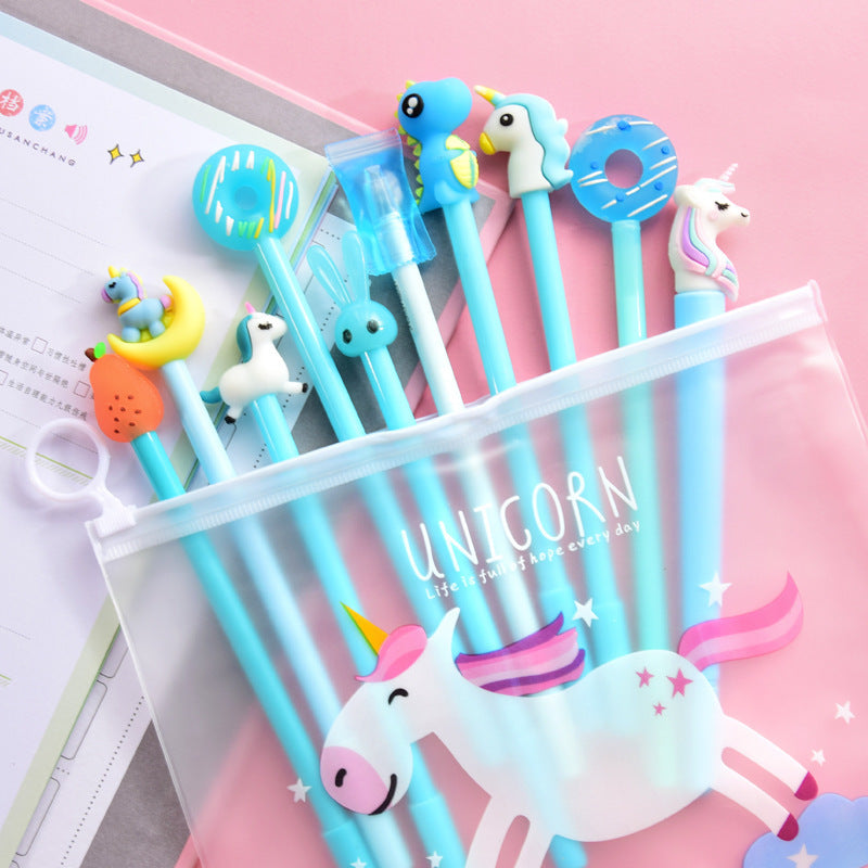 Cute Cartoon Gel Pen Student Stationery Set in Pink