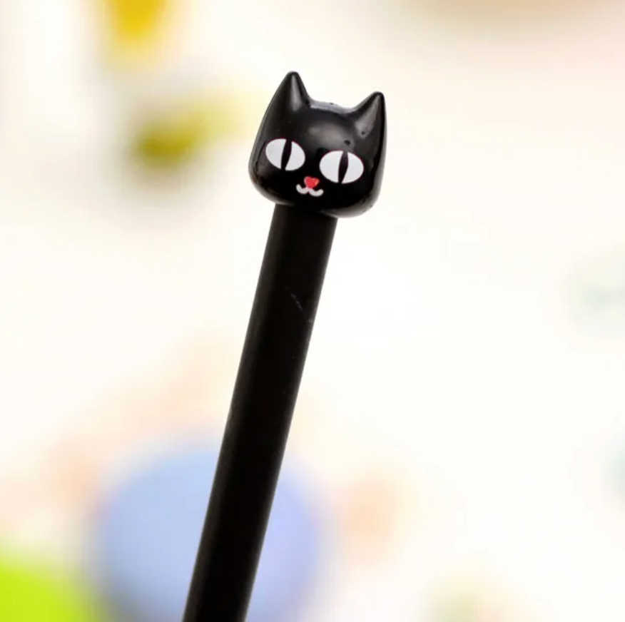 Creative Cat Expression Gel Pen - Black Cat Design