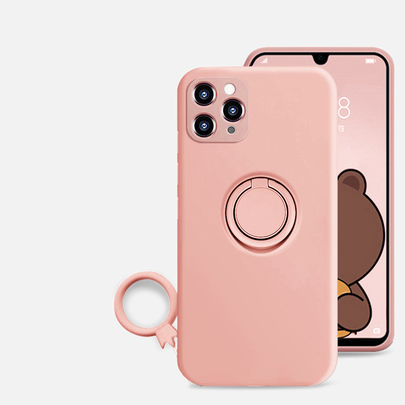 Liquid Silicone Phone Case with Ring Holder and Lens Protection