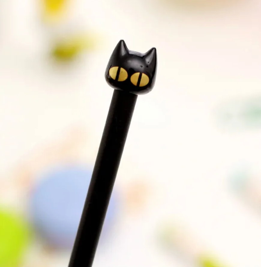Creative Cat Expression Gel Pen - Black Cat Design