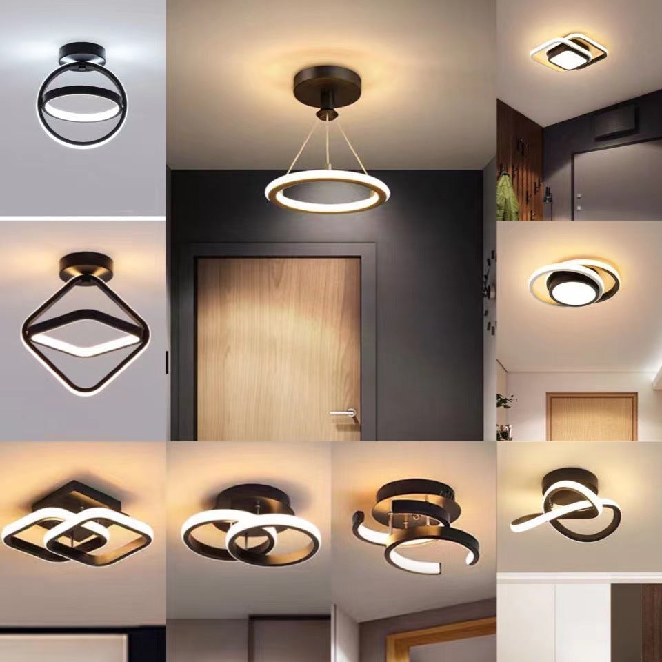 Modern LED Ceiling Light with Double Circles for Hallway