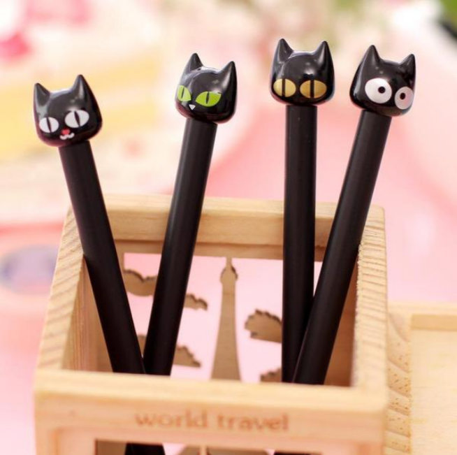 Creative Cat Expression Gel Pen - Black Cat Design